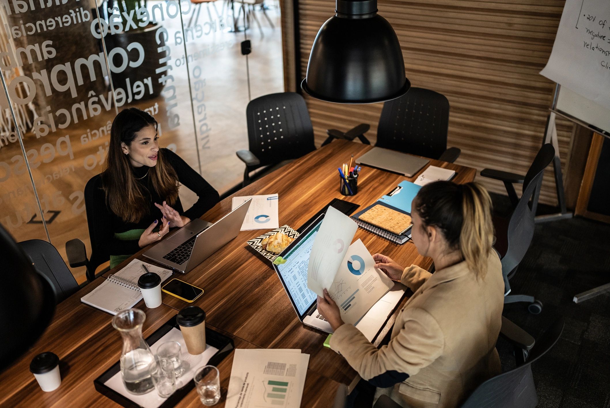 Small business colleagues planning finances together