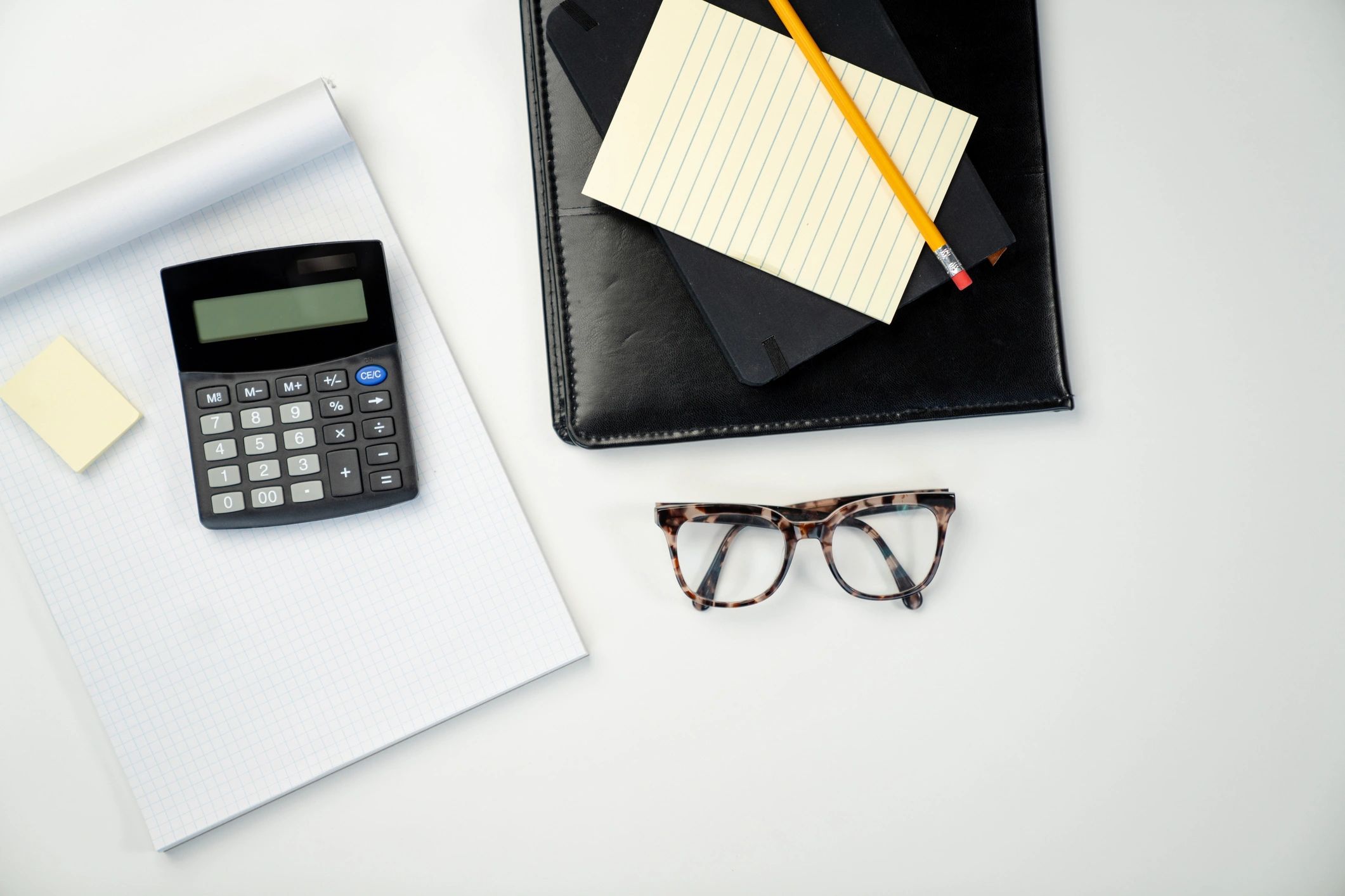 Calculator and financial documents for accounting
